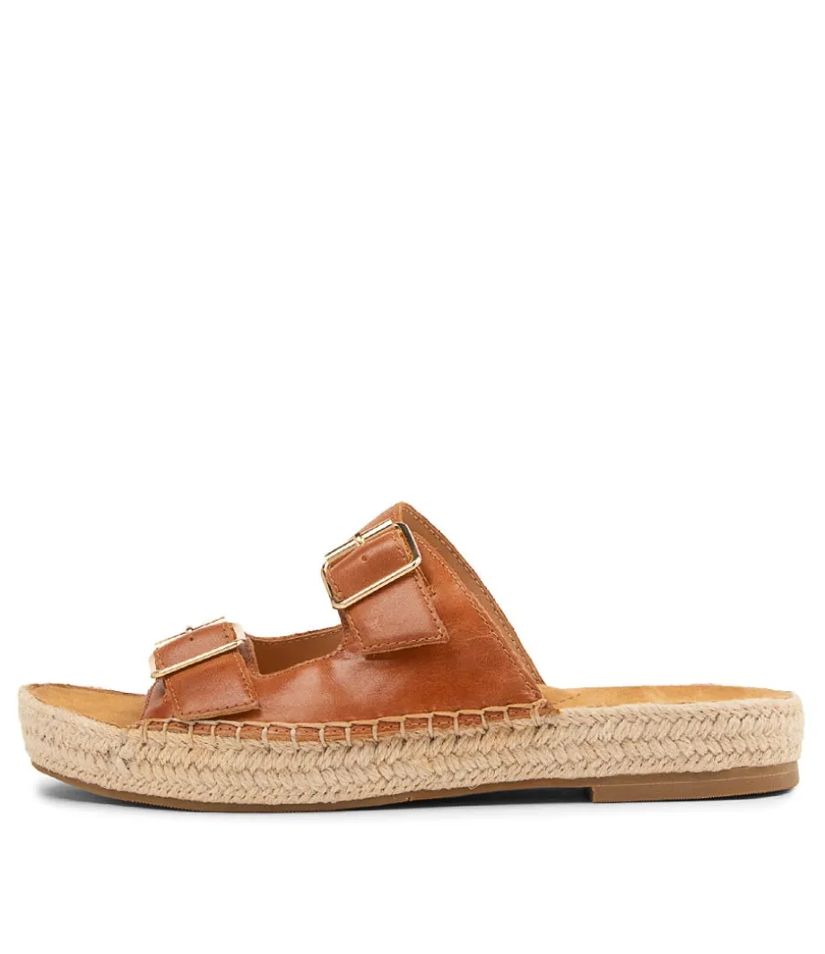 Kapila W Tan Leather Sandals<ZIERA Best