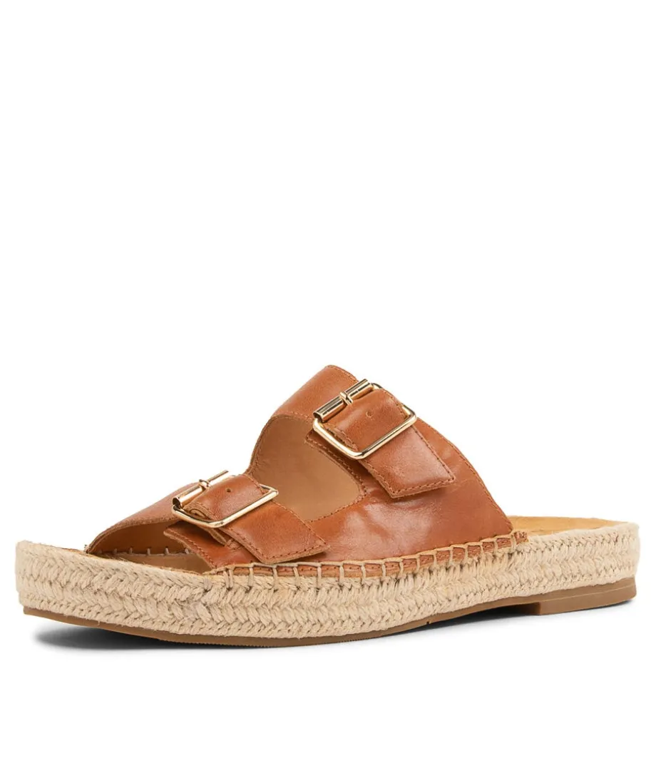 Kapila W Tan Leather Sandals<ZIERA Best