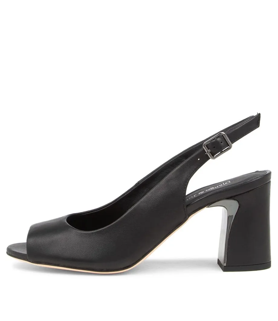 Kianna Black Leather Peep Toe Heels<DJANGO & JULIETTE Shop