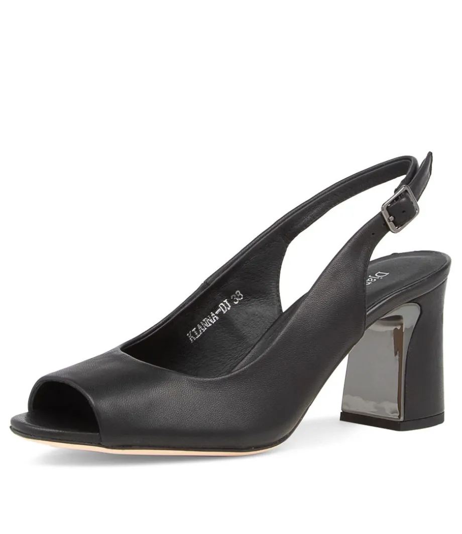 Kianna Black Leather Peep Toe Heels<DJANGO & JULIETTE Shop