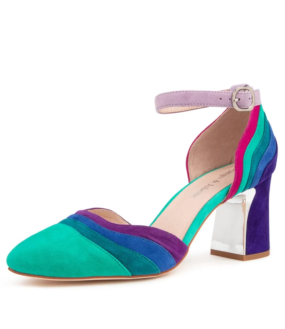 Kimo Purple Multi Leather Heeled Shoes<DJANGO & JULIETTE Best Sale