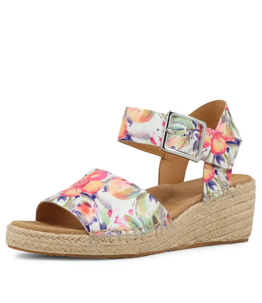 Kraig Xw Orange Floral Leather Sandals<ZIERA Cheap