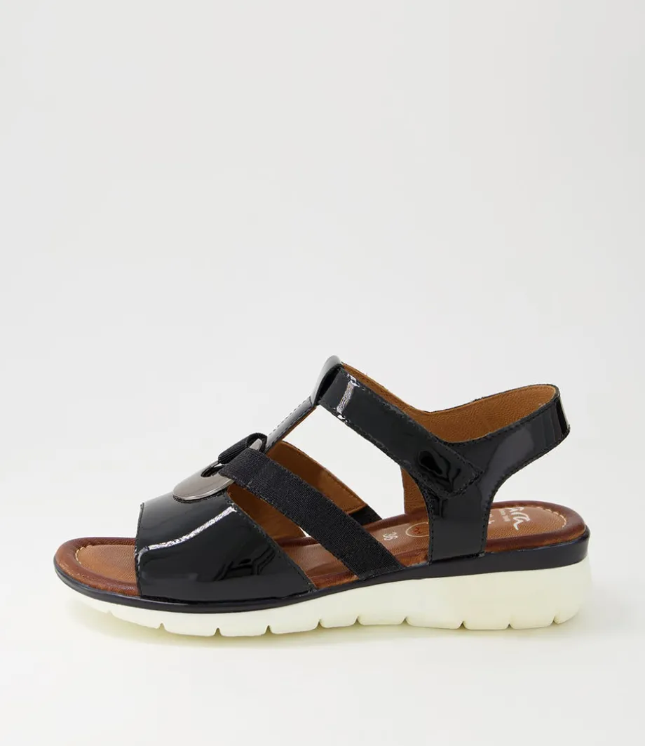 Kreta 24 Black Leather Sandals<ARA Fashion