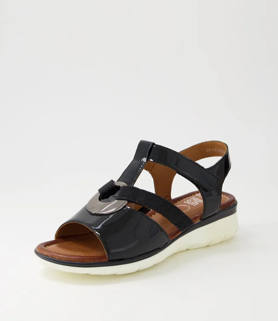 Kreta 24 Black Leather Sandals<ARA Fashion