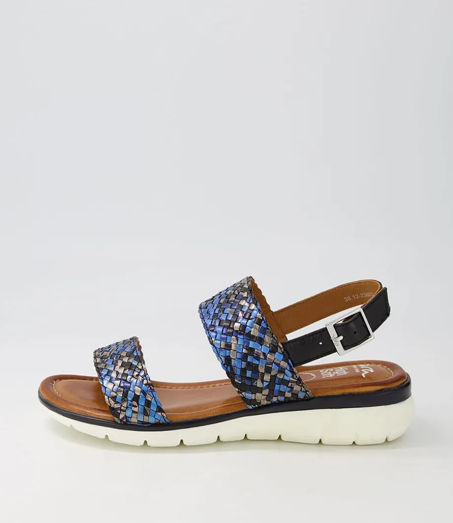 Kreta 02 Navy Multi Leather Sandals<ARA Store