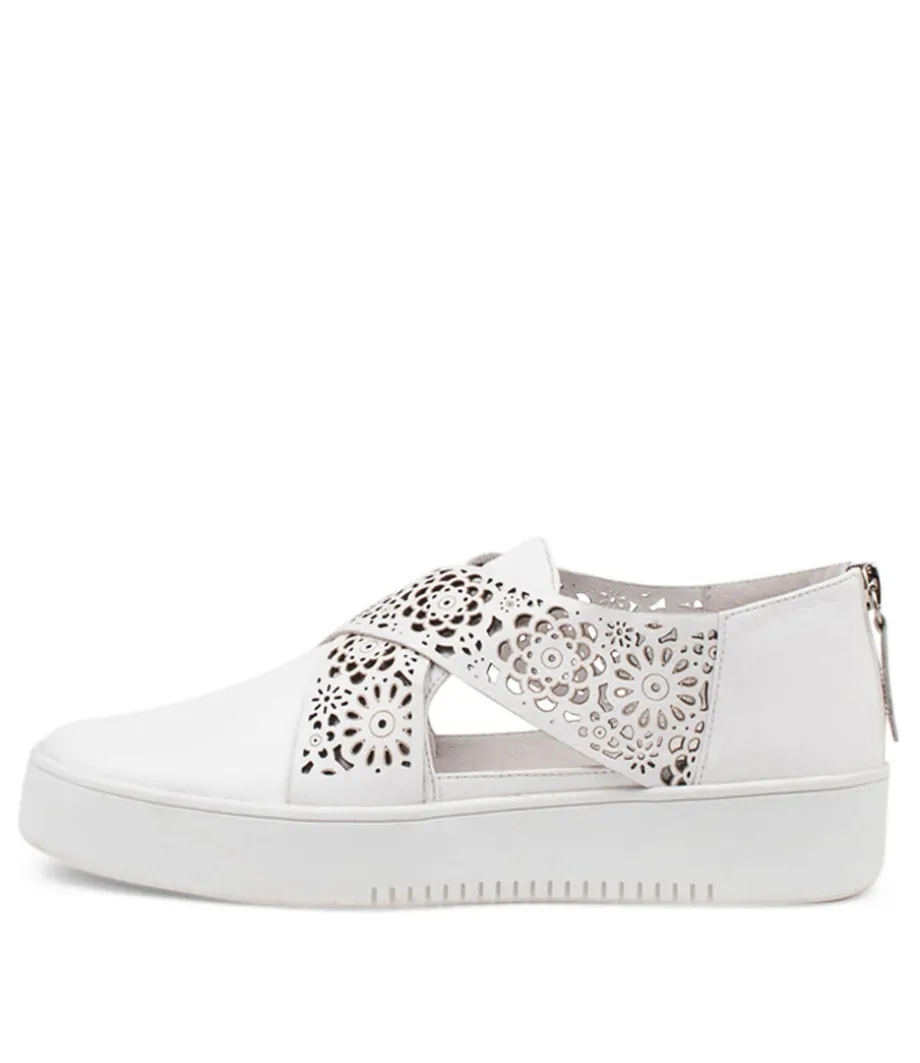 Laddes White Leather Sneakers Ws<DJANGO & JULIETTE Fashion