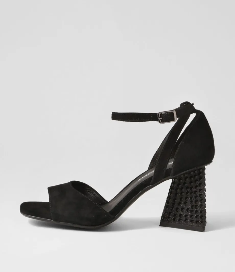 Laixi Black Suede Jewels Sandals<DJANGO & JULIETTE Hot
