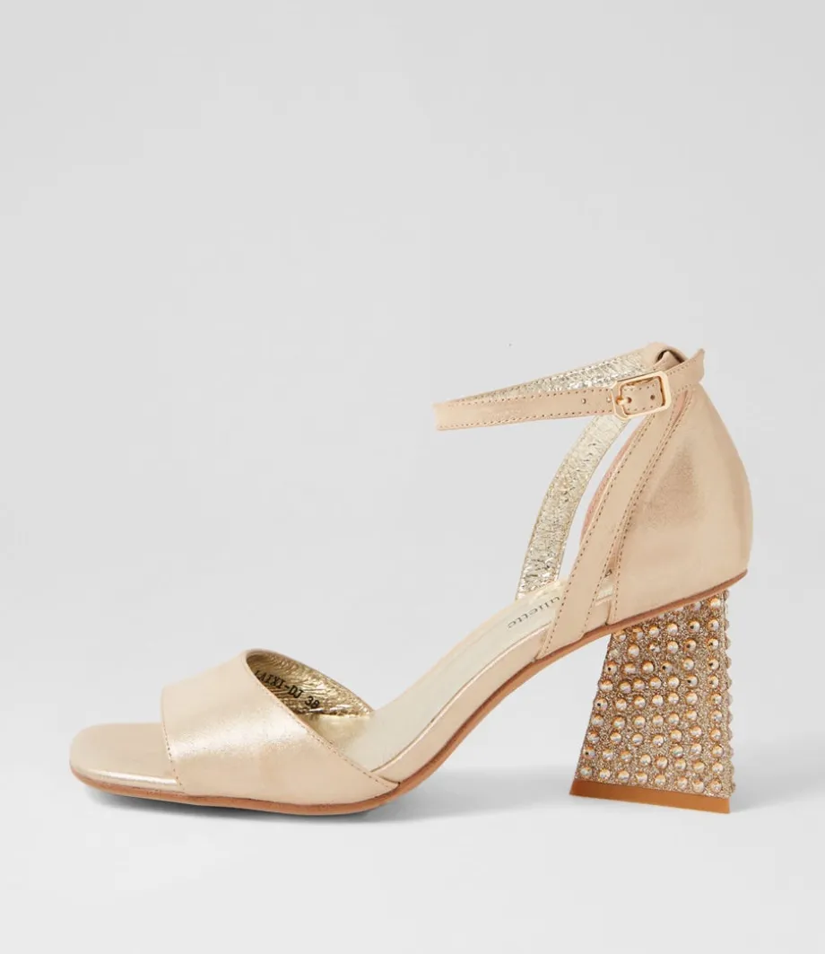 Laixi Gold Shimmer Leather Jewels Sandals<DJANGO & JULIETTE Best Sale