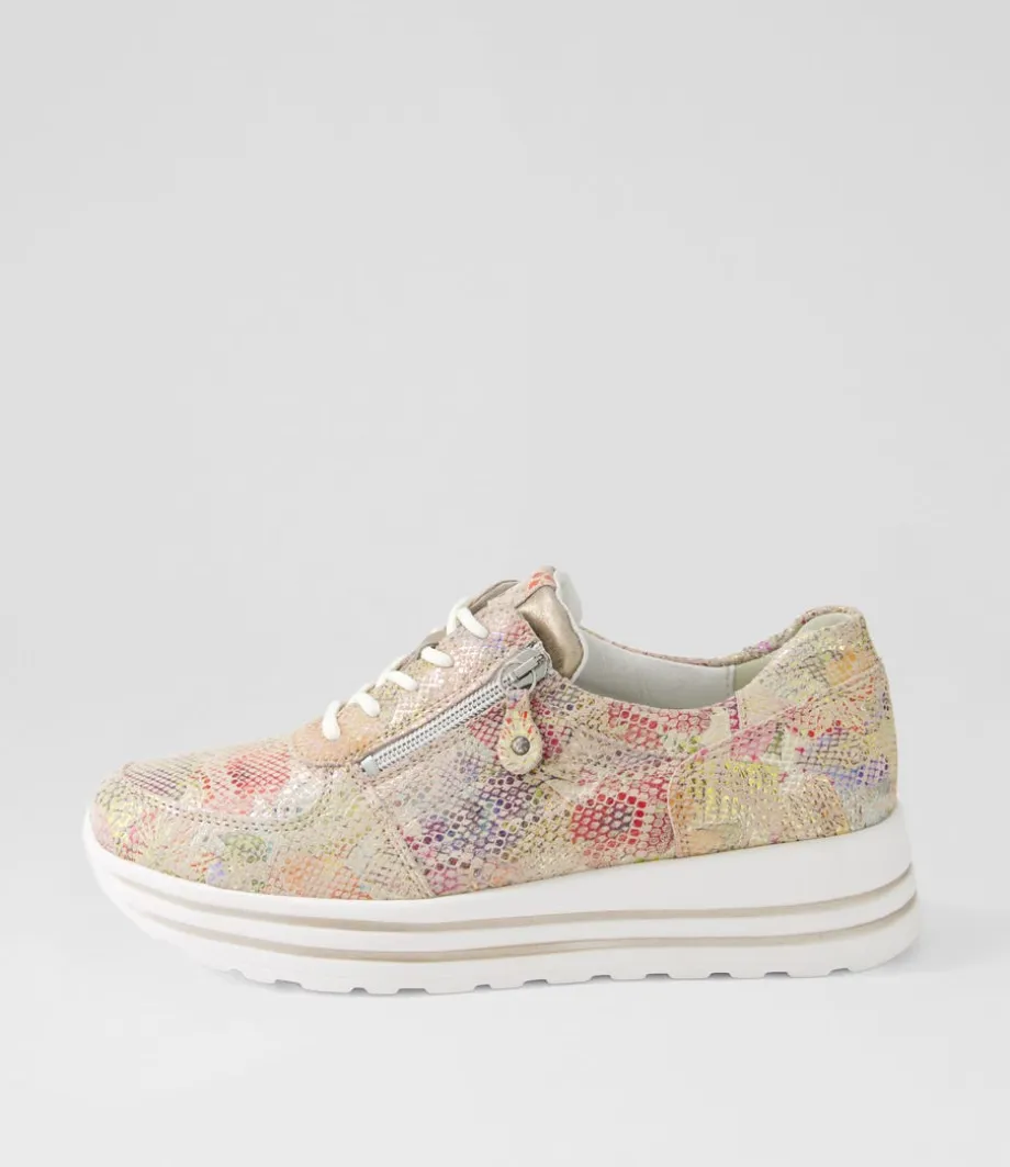 Lana Rosa Light Gold Leather Sneakers<WALDLAUFER Clearance