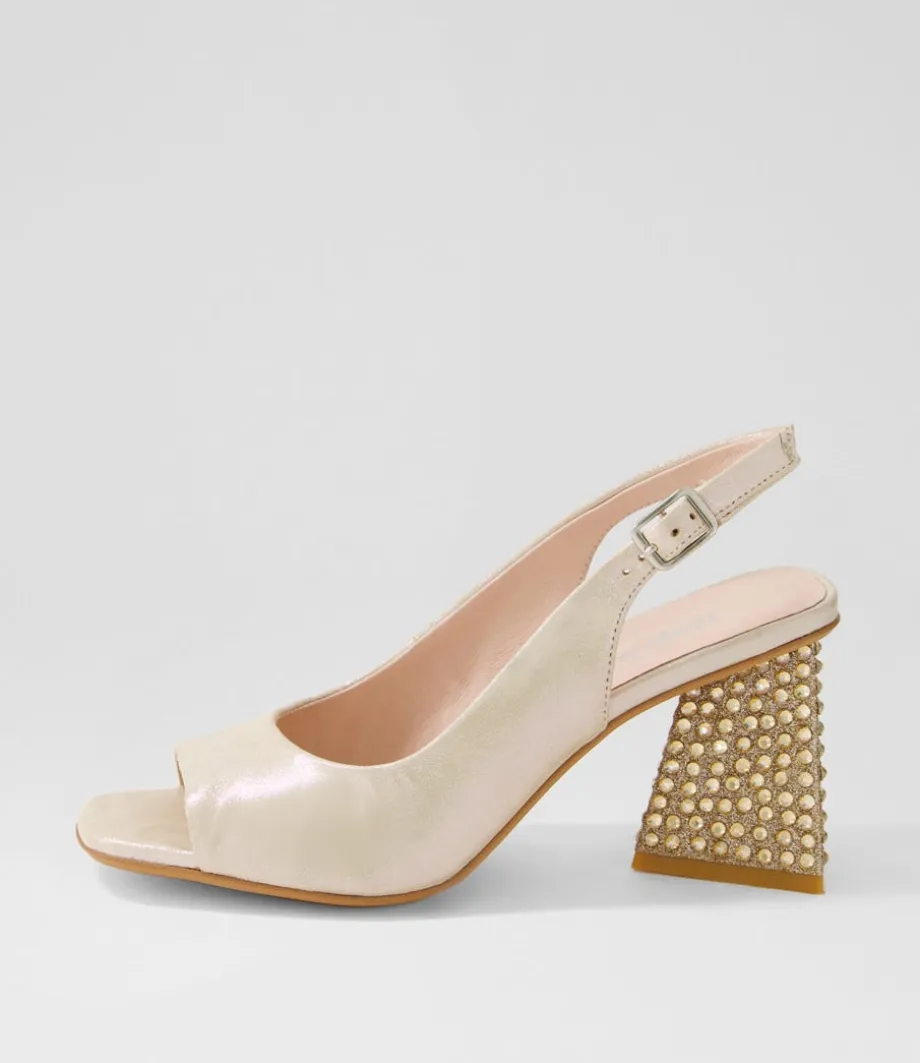 Lantos Nude Shimmer Leather Jewels Sandals<DJANGO & JULIETTE Best