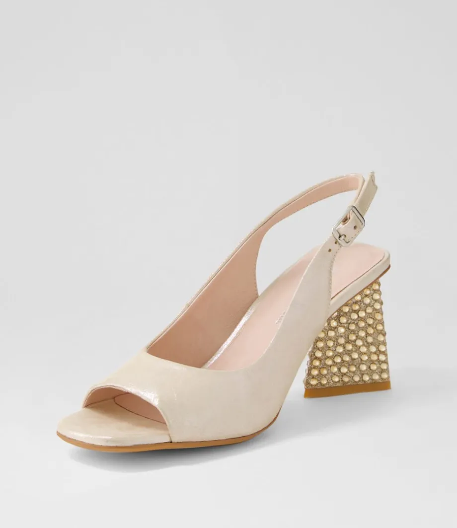 Lantos Nude Shimmer Leather Jewels Sandals<DJANGO & JULIETTE Best