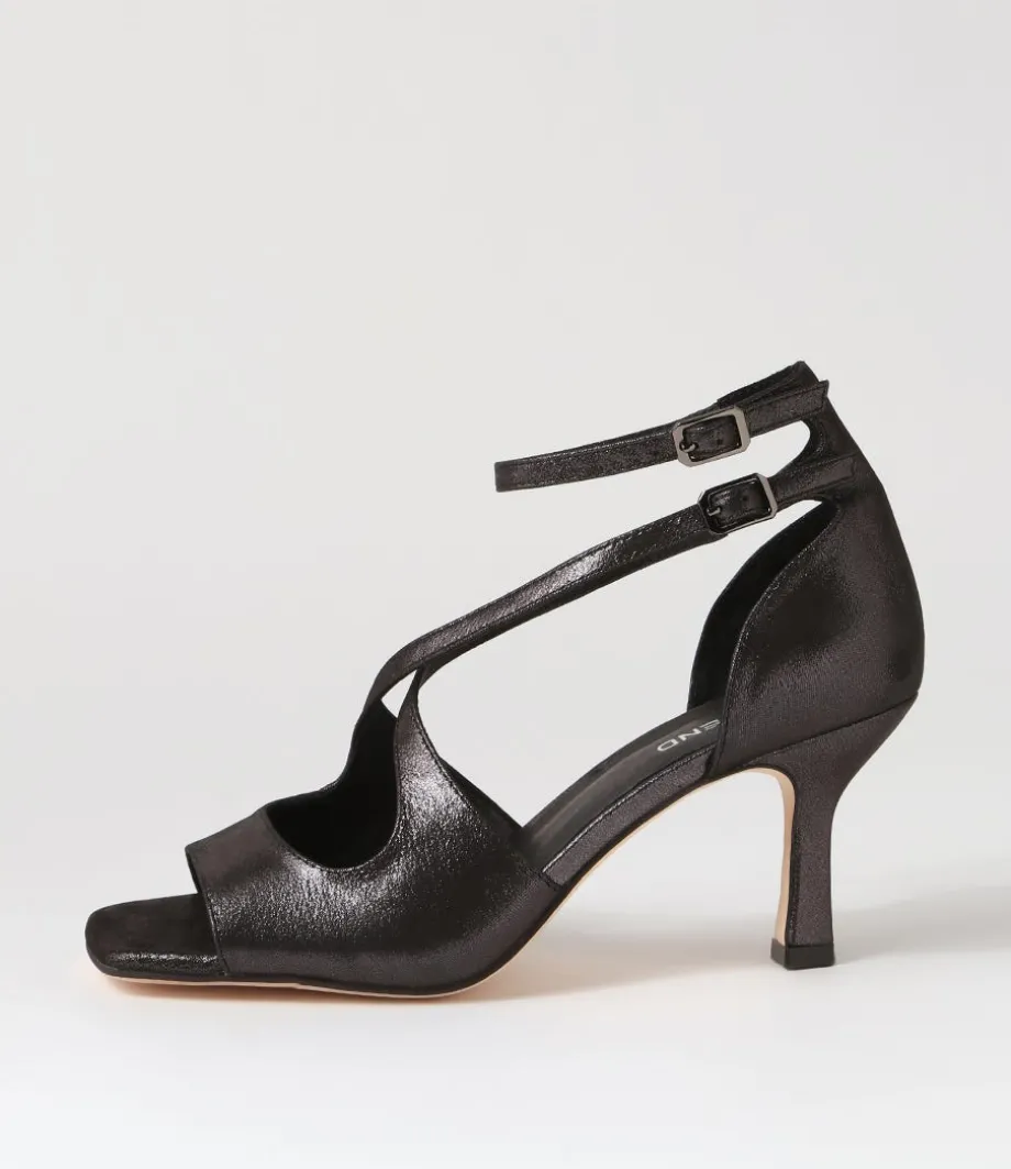 Lanyey Black Shimmer Leather Sandals<TOP END Shop