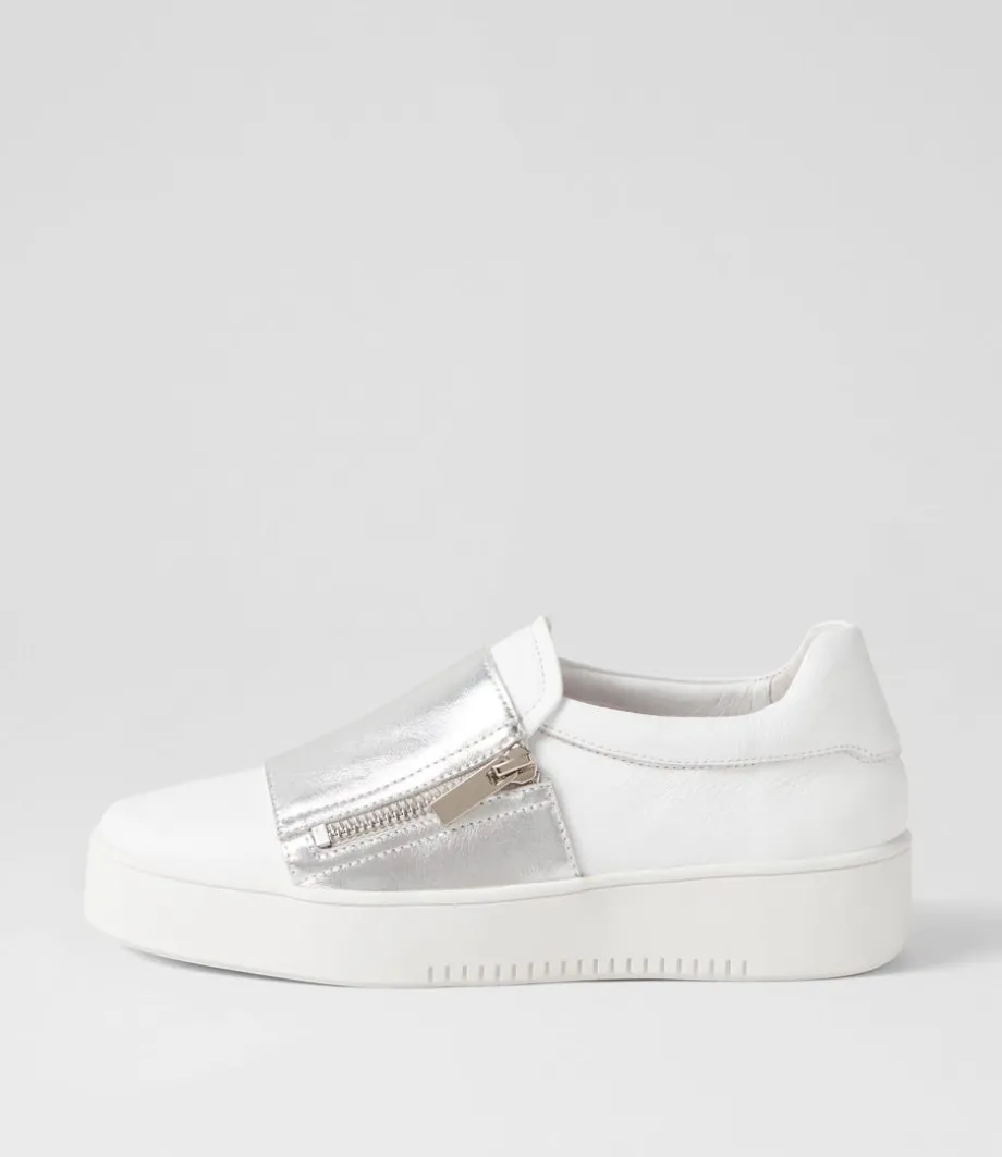 Laroon White Silver Leather Sneakers<DJANGO & JULIETTE New