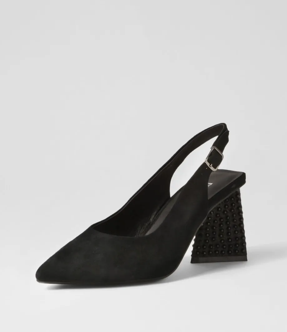 Lesnoy Black Suede Jewels Heels<DJANGO & JULIETTE Shop