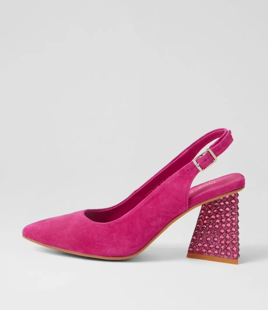 Lesnoy Fuchsia Suede Jewels Heels<DJANGO & JULIETTE New