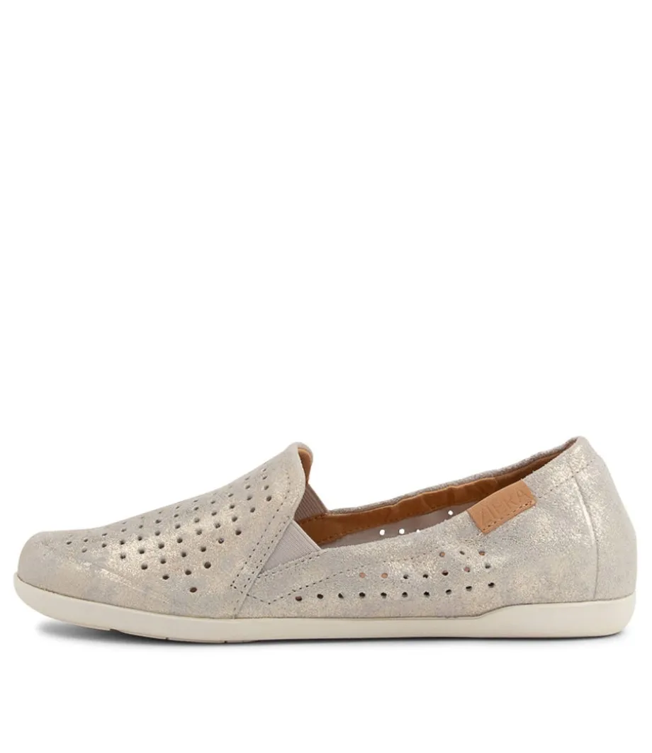 Liana W Pale Gold Sherbet Leather Loafers<ZIERA Online