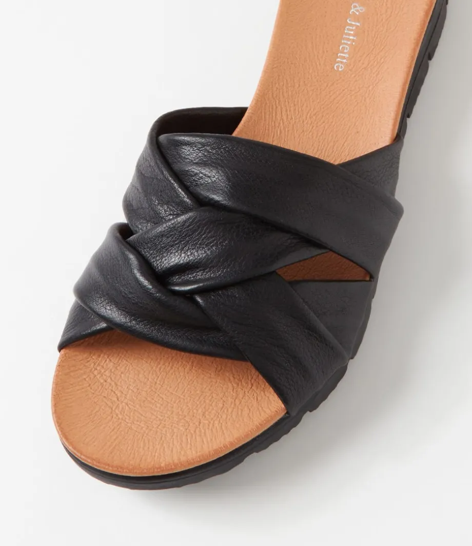 liike_black_leather_slides_3.webp Liike Black Leather Slides<DJANGO & JULIETTE Shop