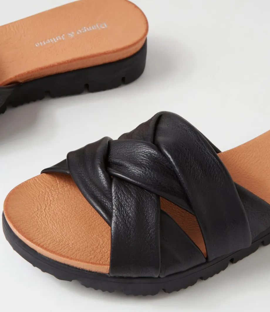 liike_black_leather_slides_4.webp Liike Black Leather Slides<DJANGO & JULIETTE Shop