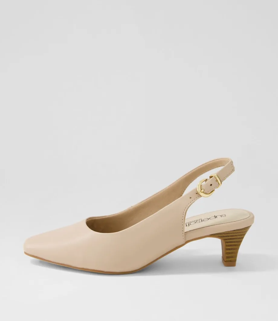 Linden3 Nude Leather Heels<SUPERSOFT Cheap