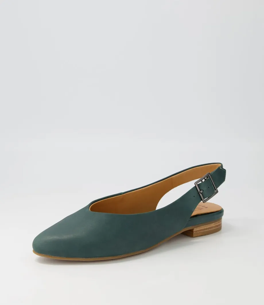 lisa_w_dark_emerald_leather_flat_shoes_1.webp Lisa W Dark Emerald Leather Flat Shoes<ZIERA Best Sale