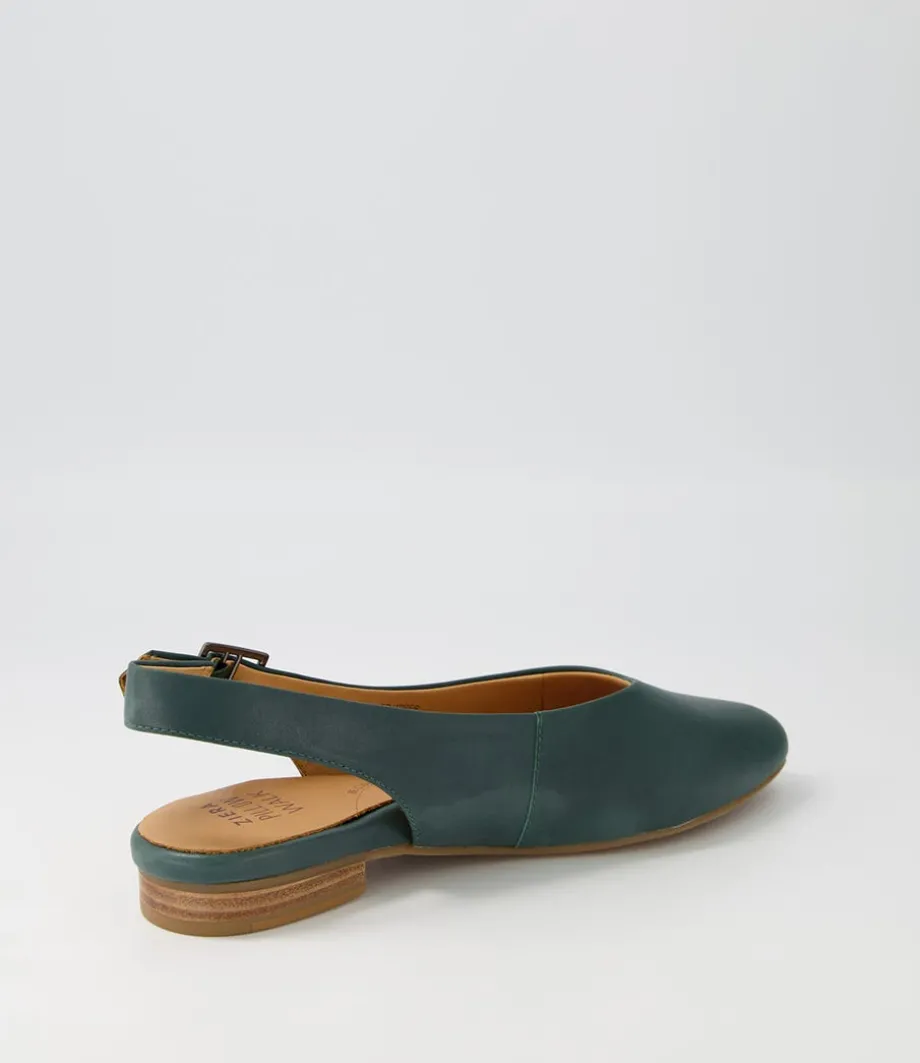 lisa_w_dark_emerald_leather_flat_shoes_2.webp Lisa W Dark Emerald Leather Flat Shoes<ZIERA Best Sale