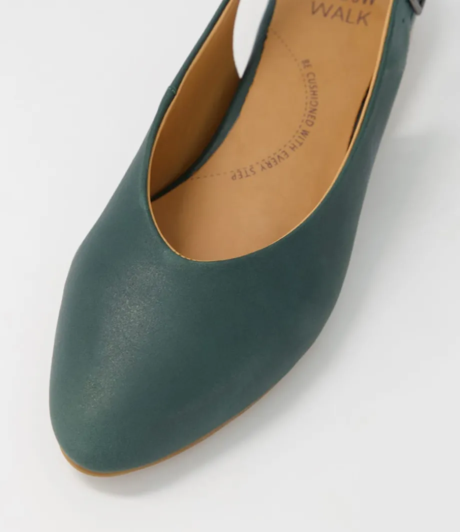 lisa_w_dark_emerald_leather_flat_shoes_3.webp Lisa W Dark Emerald Leather Flat Shoes<ZIERA Best Sale