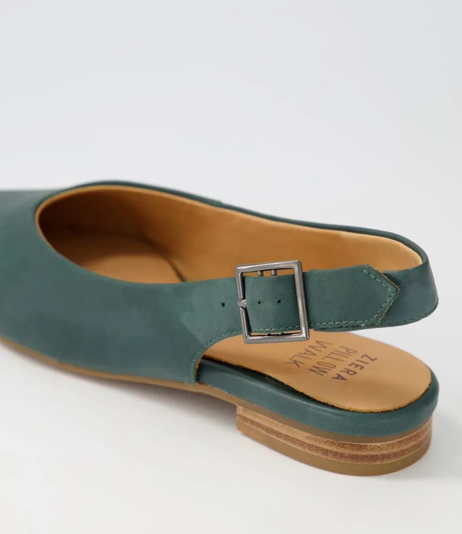 lisa_w_dark_emerald_leather_flat_shoes_4.webp Lisa W Dark Emerald Leather Flat Shoes<ZIERA Best Sale