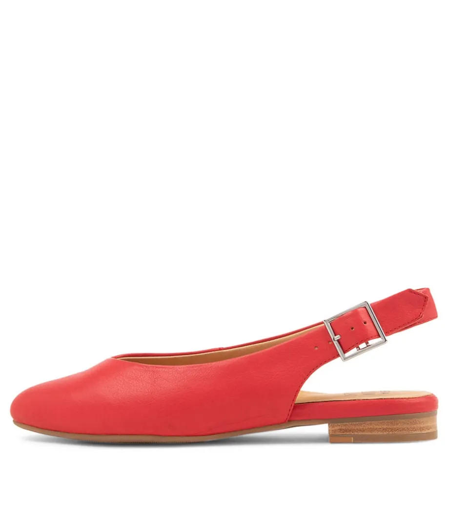 Lisa W Red Leather Flat Shoes<ZIERA Best Sale