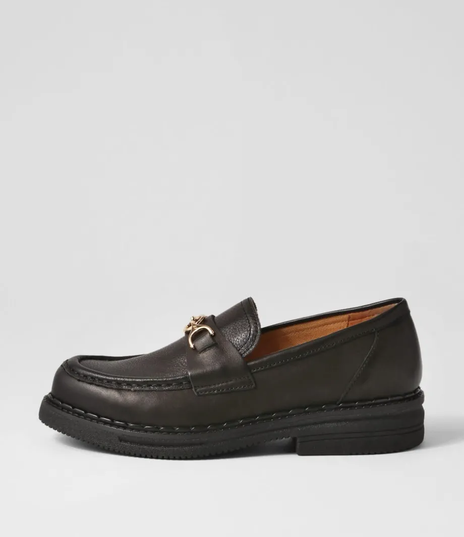 Loafer Rise All Black Leather Loafers<ROLLIE Best Sale