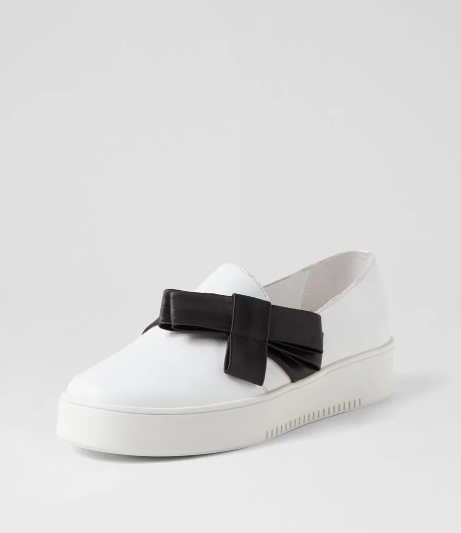 Lokki White Black Satin Leather Sneakers<DJANGO & JULIETTE Fashion