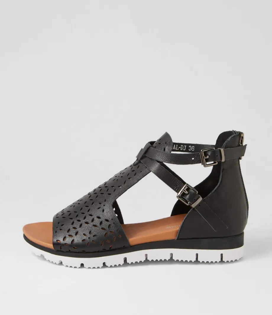 Lopical Black White Leather Sandals<DJANGO & JULIETTE Best Sale