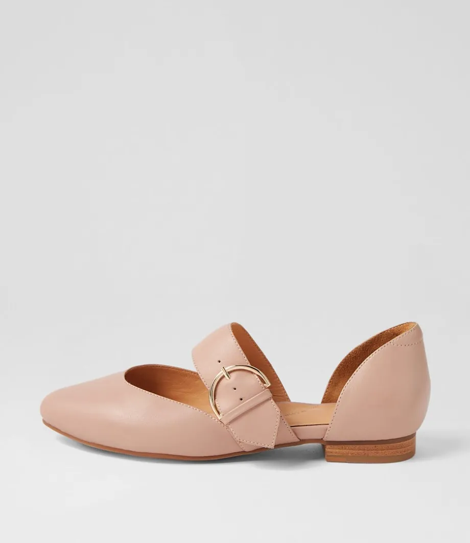 Loraa W Blush Leather Flat Shoes<ZIERA Best Sale