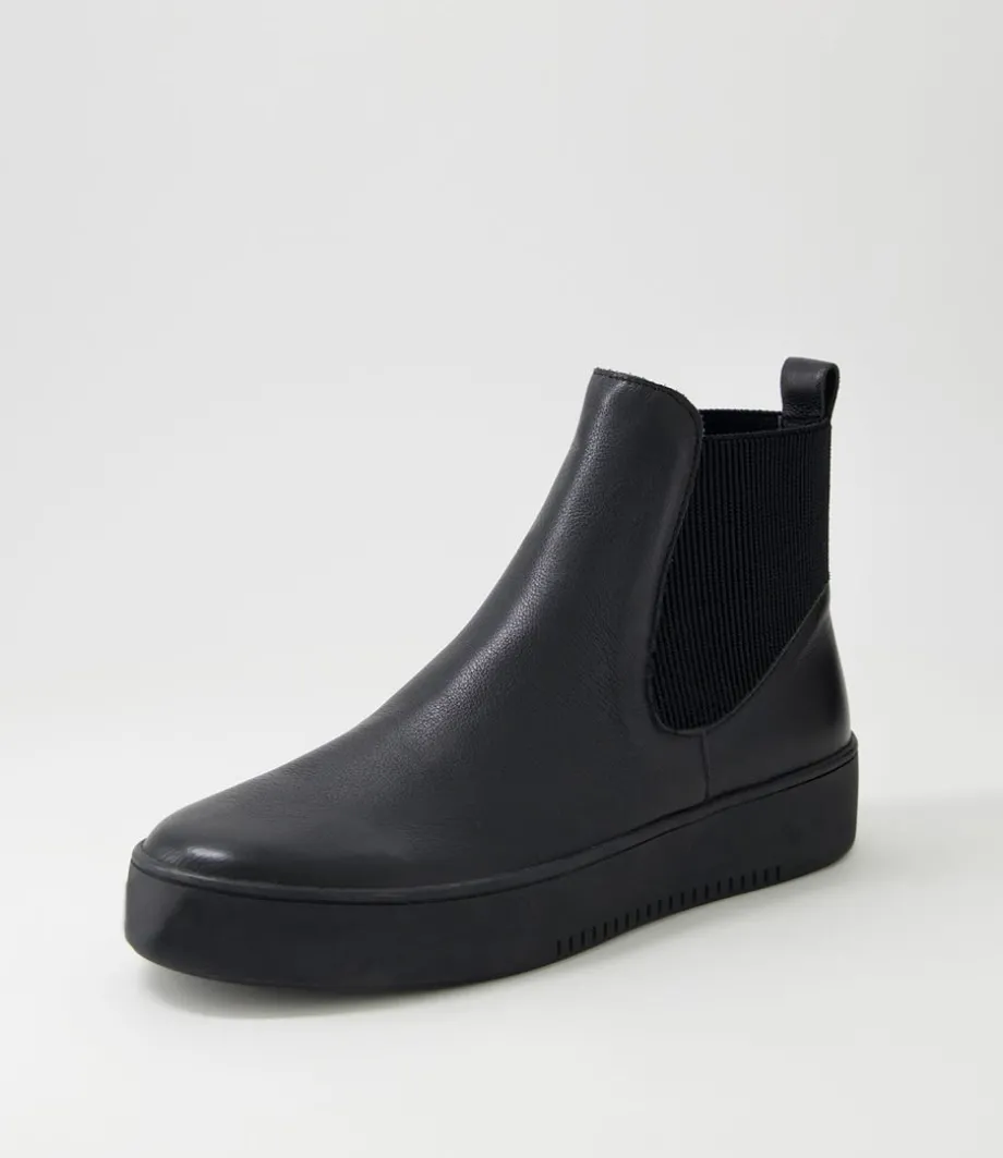 Luddey Black Leather Elastic Ankle Boots<DJANGO & JULIETTE Clearance