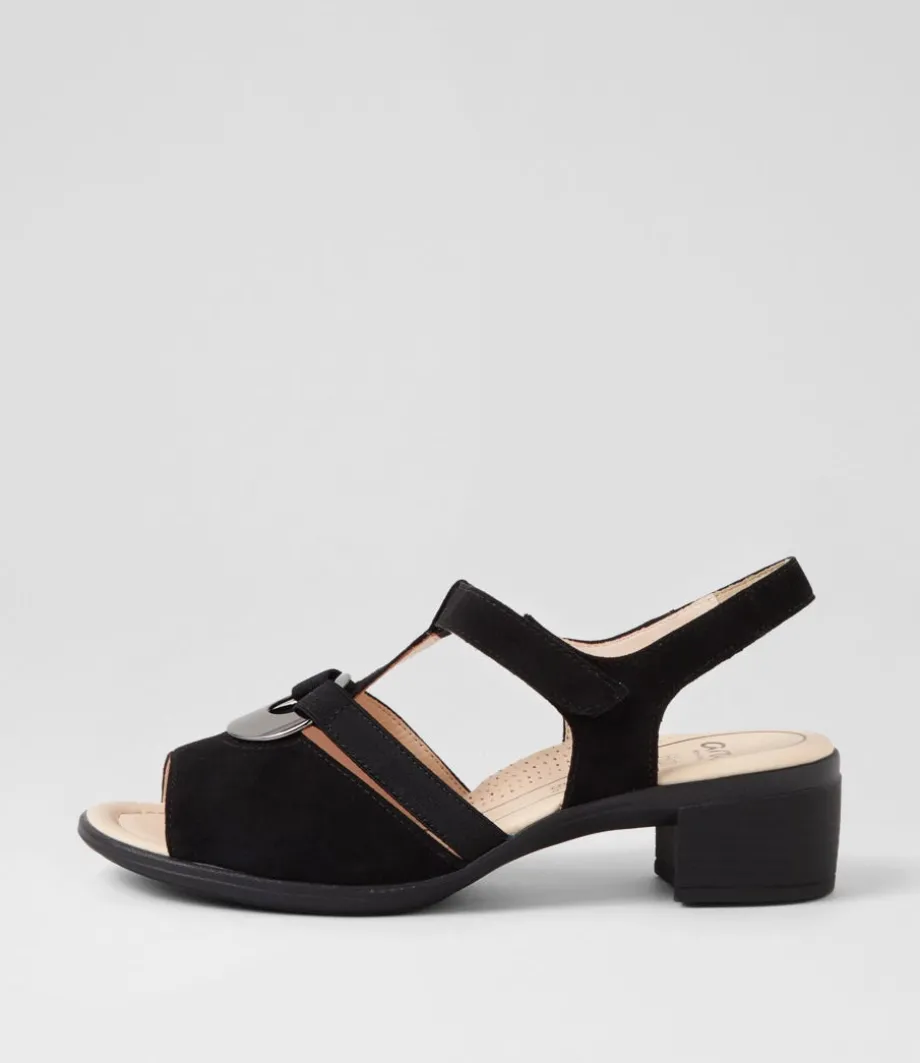 Lugano 30 Schwarz Suede Sandals<ARA Store