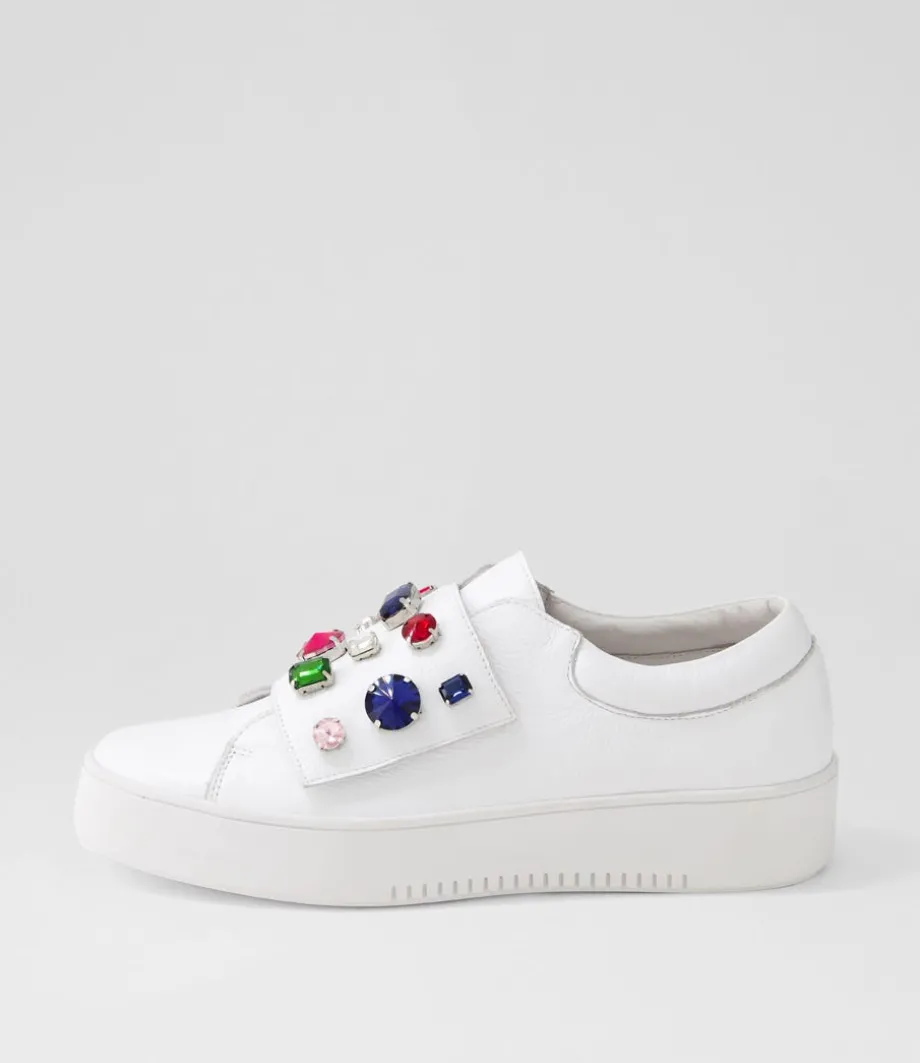 Lunit White Bright Jewels Leather Sneakers<DJANGO & JULIETTE Outlet