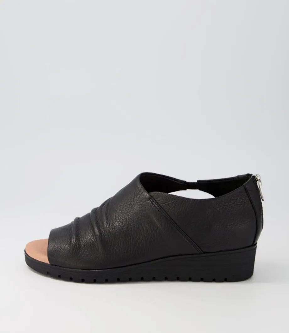 Macerio Black Leather Sandals Bs<DJANGO & JULIETTE Discount