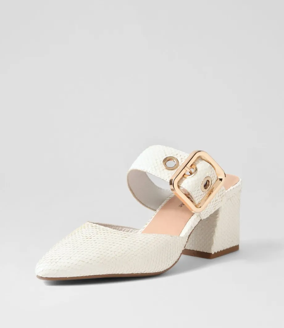 Maerys White Small Cut Leather Mules<DJANGO & JULIETTE New
