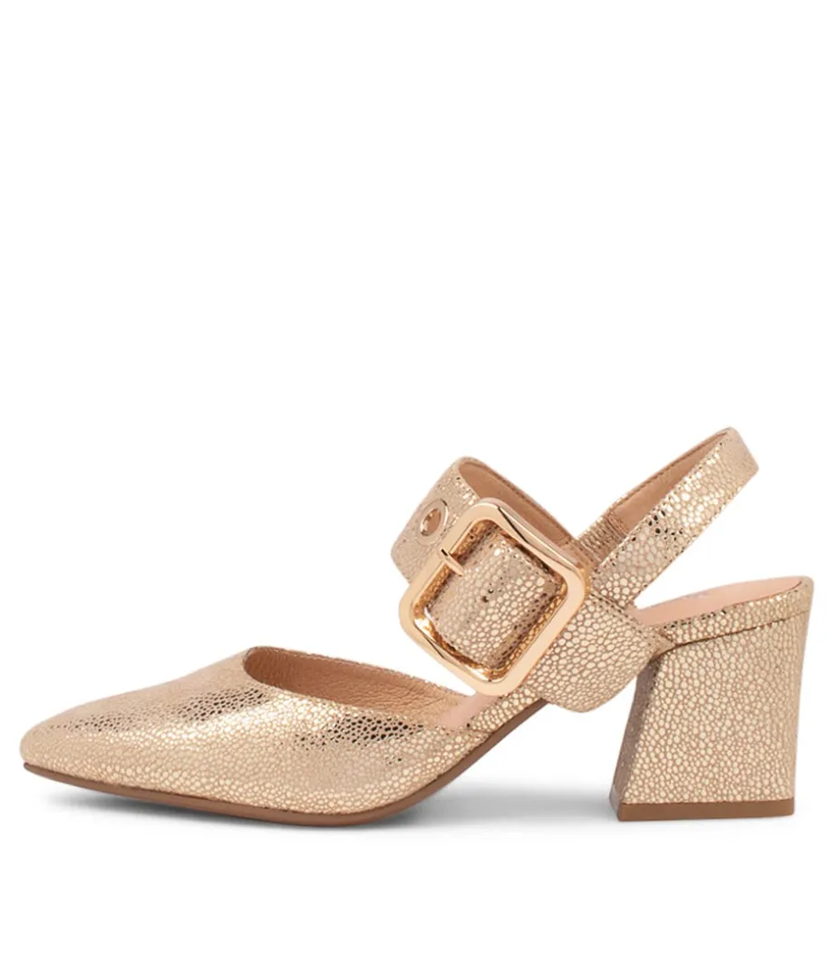 Magaly Champagne Speckle Leather Heels<DJANGO & JULIETTE Shop