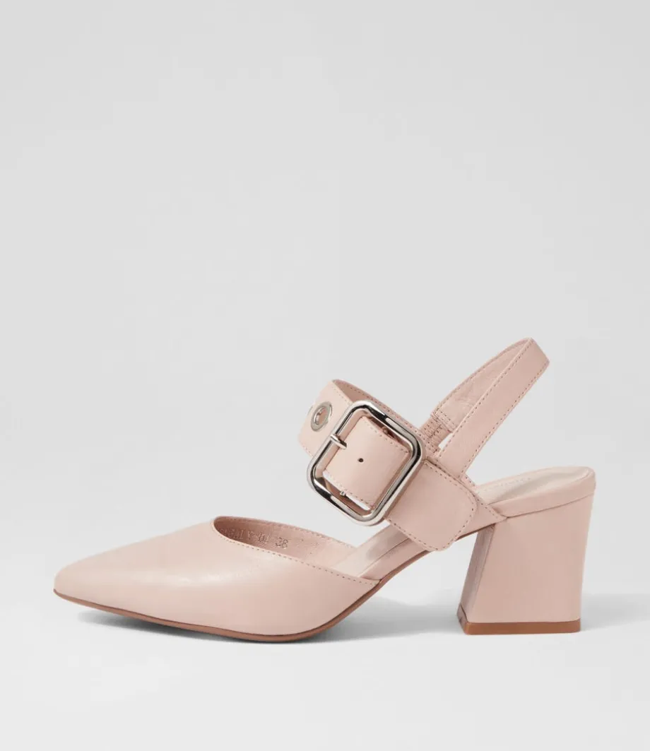 Magaly Nude Silver Buckle Leather Heels<DJANGO & JULIETTE Hot