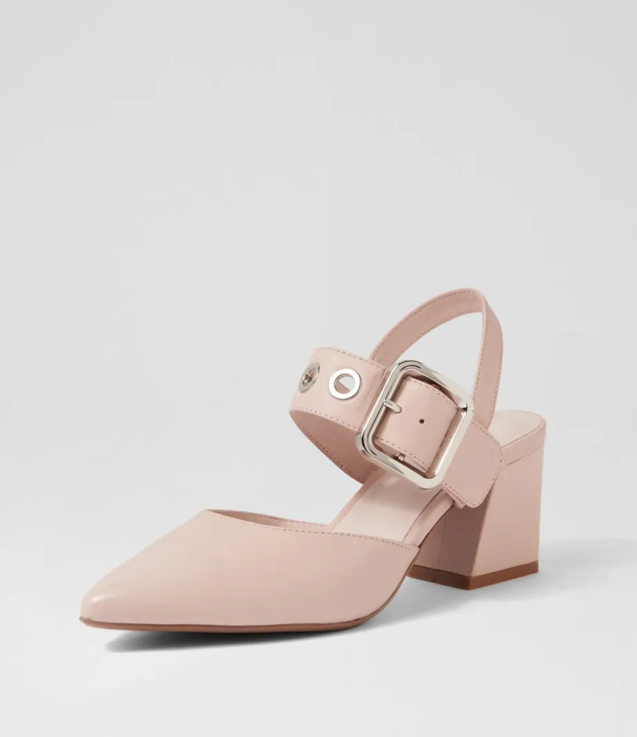 Magaly Nude Silver Buckle Leather Heels<DJANGO & JULIETTE Hot