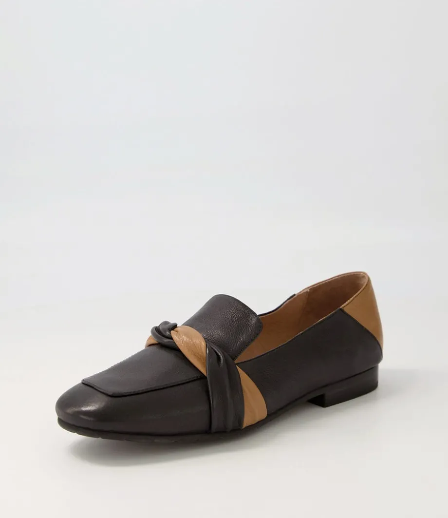 Majorca Black Dark Tan Leather Loafers<TOP END Store