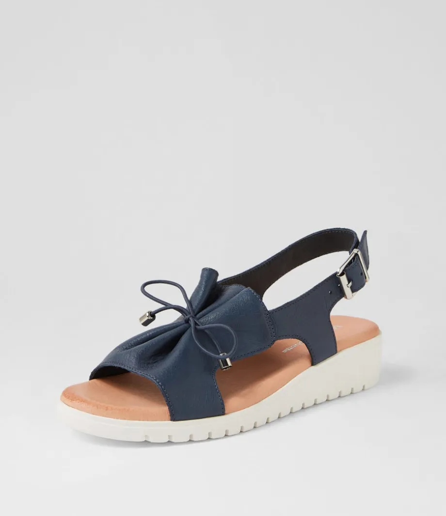 Malika Navy White Leather Sandals<DJANGO & JULIETTE Clearance