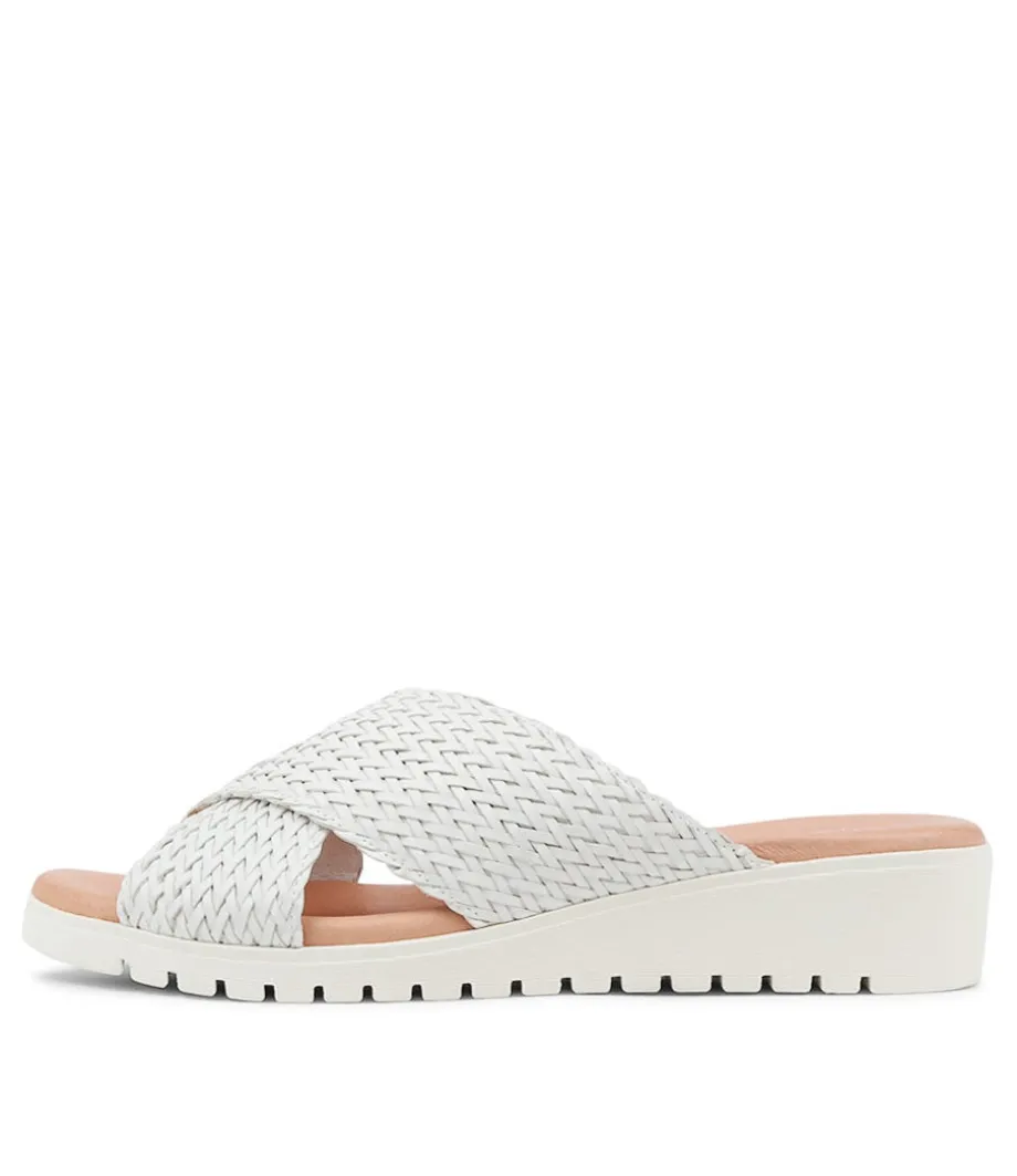 Manal White Weave Slides<DJANGO & JULIETTE New