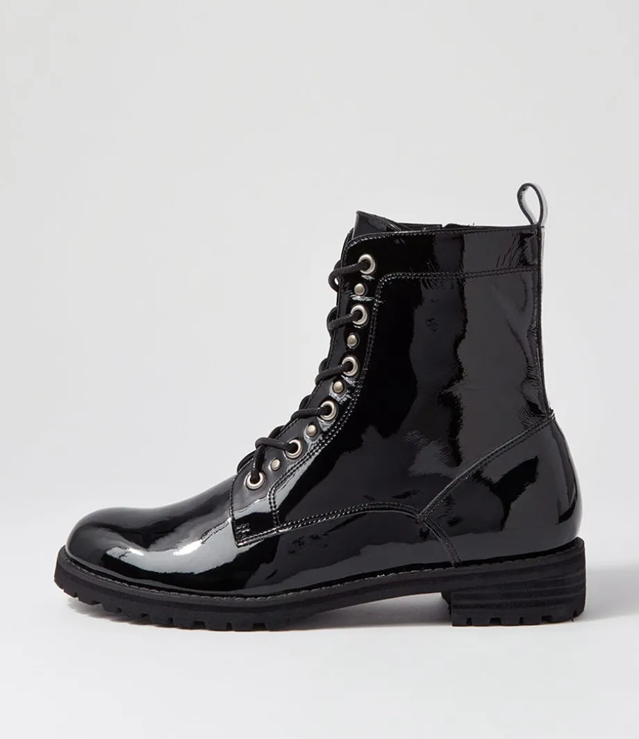 Mangoes W Black Patent Leather Ankle Boots<ZIERA Cheap