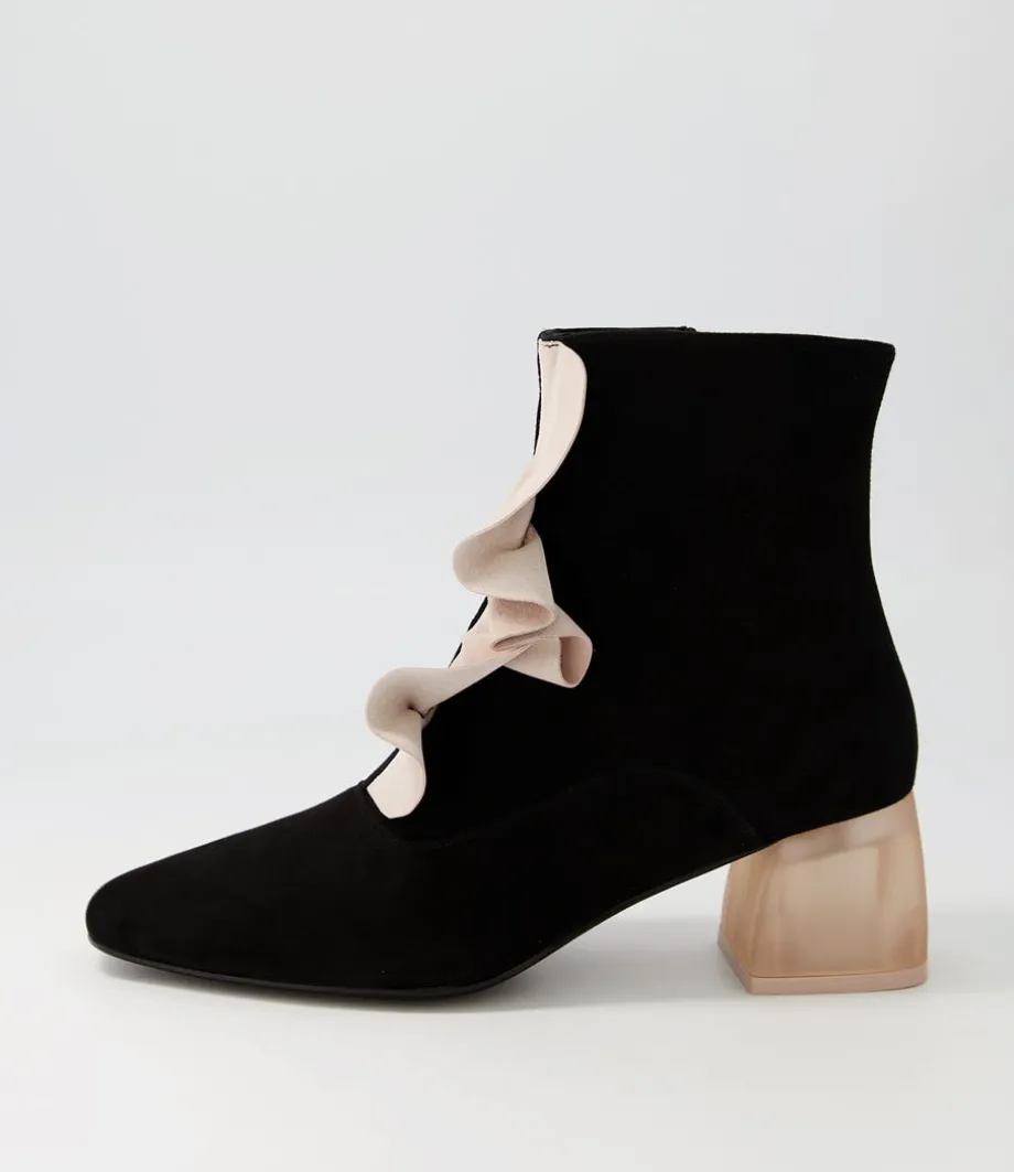 Marzia Black Nude Suede Ankle Boots<DJANGO & JULIETTE Store