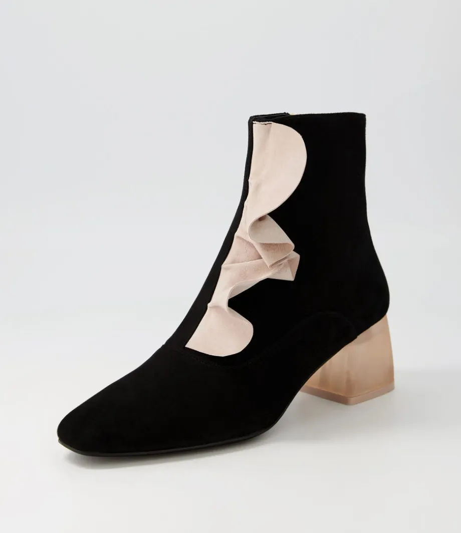 Marzia Black Nude Suede Ankle Boots<DJANGO & JULIETTE Store