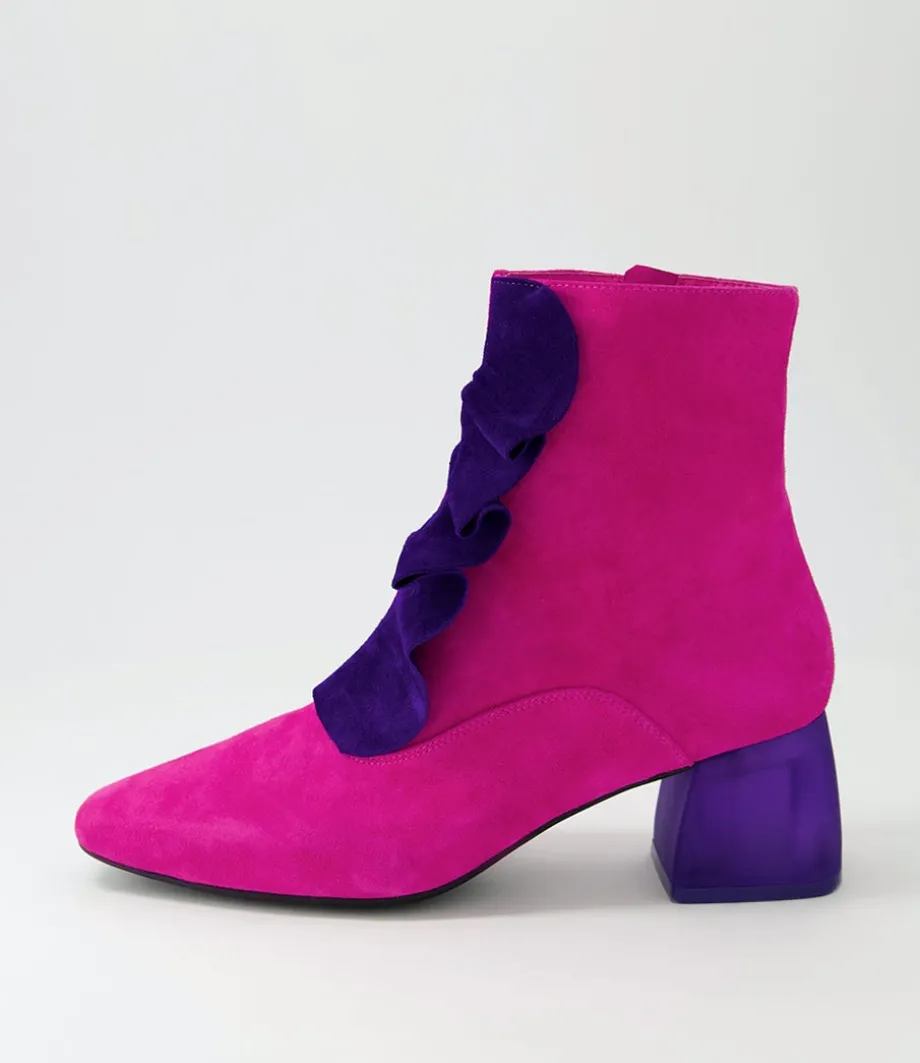 Marzia Fuchsia Purple Suede Ankle Boots<DJANGO & JULIETTE Discount