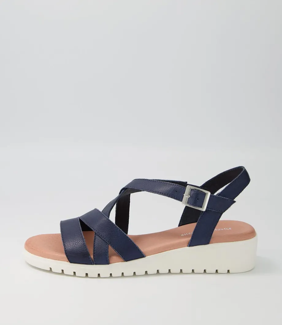 Matedy Navy Leather Sandals<DJANGO & JULIETTE Outlet