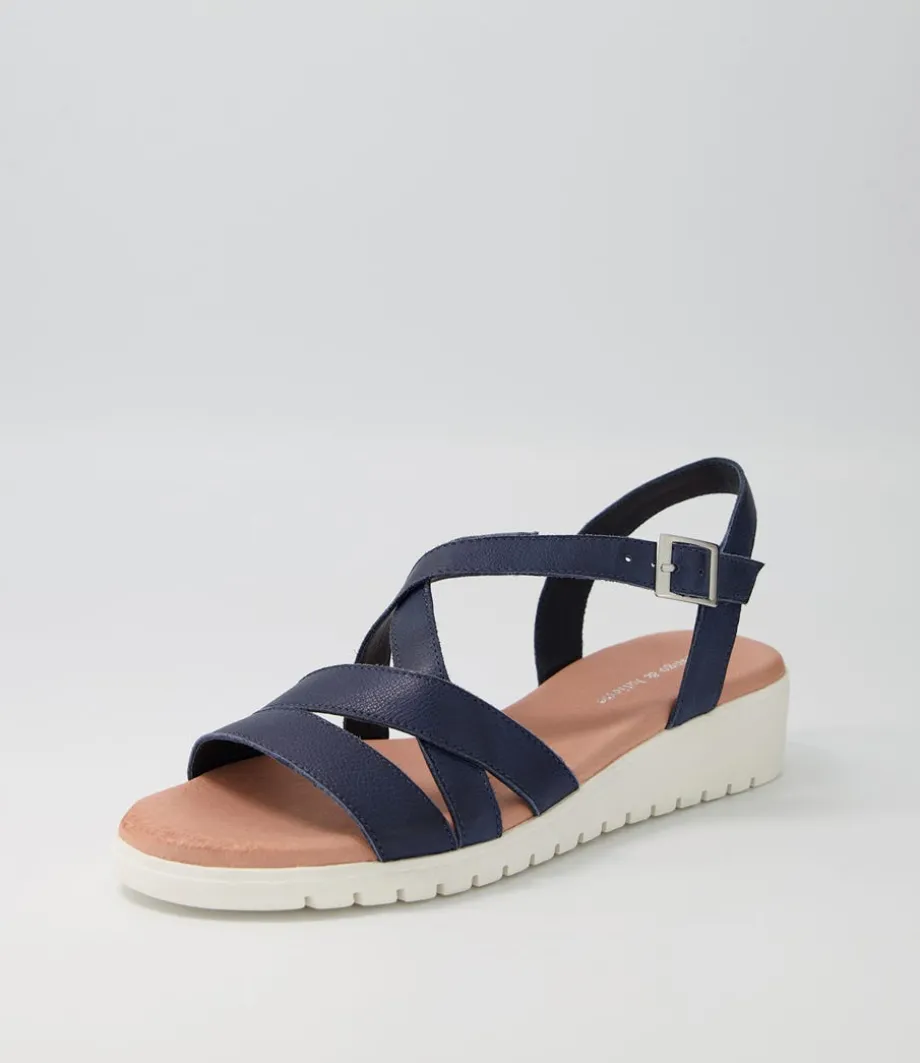 Matedy Navy Leather Sandals<DJANGO & JULIETTE Outlet
