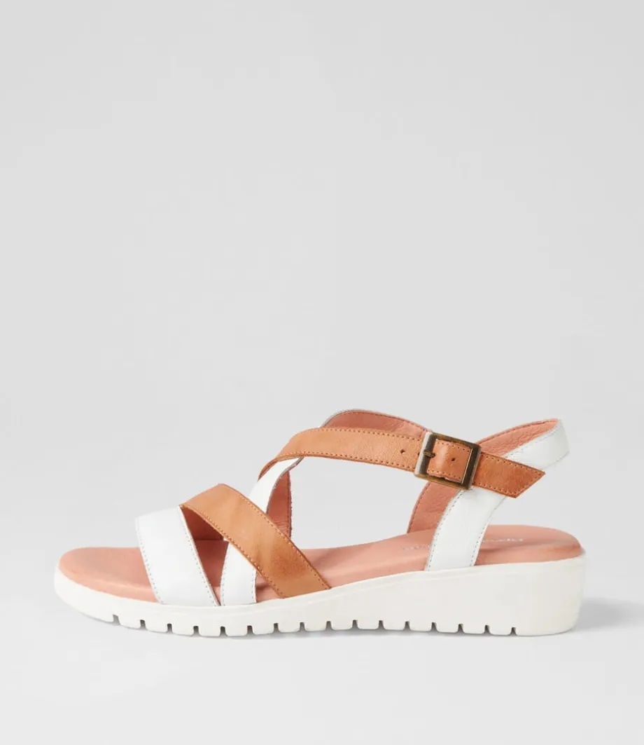 Matedy White Dark Tan Multi Sandals<DJANGO & JULIETTE Sale